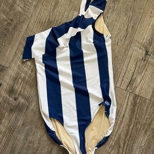 Albion Blue and white stripe one piece sice Medium.